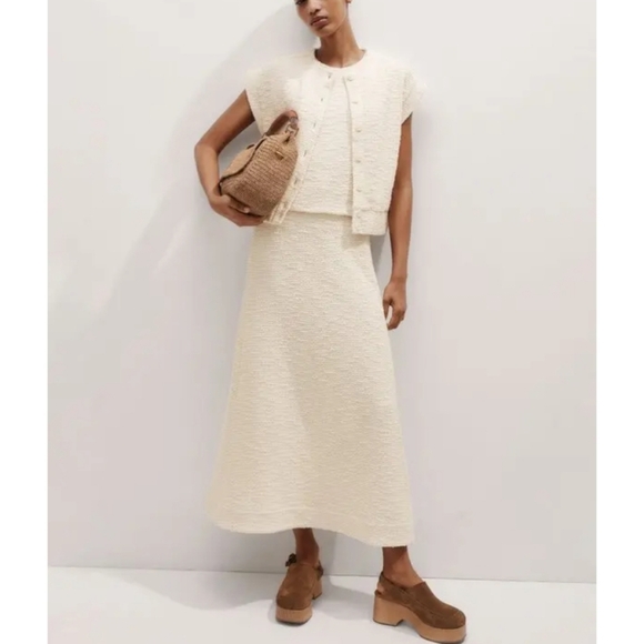 ME+EM Sleeveless Boucle Textured Bomber Jacket Vest Size 4 - Picture 4 of 8